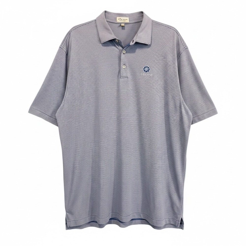 Peter Millar‎ Summer Comfort Golf Polo Shirt XXL Blue White Stripe Cabo del Sol